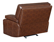 Power glider recliner upholstered in saddle brown top grain leather by Coaster additional picture 6