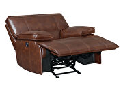 Power glider recliner upholstered in saddle brown top grain leather by Coaster additional picture 8