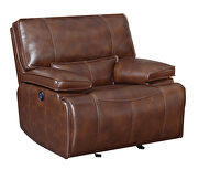 Power glider recliner upholstered in saddle brown top grain leather by Coaster additional picture 9