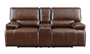 Power loveseat upholstered in saddle brown top grain leather by Coaster additional picture 12