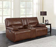 Power loveseat upholstered in saddle brown top grain leather by Coaster additional picture 13