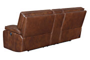 Power loveseat upholstered in saddle brown top grain leather by Coaster additional picture 7