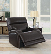 Power motion sofa upholstered in dark brown top grain leather by Coaster additional picture 6