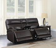 Power motion sofa upholstered in dark brown top grain leather by Coaster additional picture 8