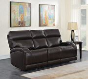 Power motion sofa upholstered in dark brown top grain leather by Coaster additional picture 9