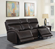 Power motion sofa upholstered in dark brown top grain leather by Coaster additional picture 10