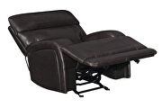 Power glider recliner upholstered in dark brown top grain leather by Coaster additional picture 7