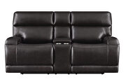 Power loveseat upholstered in dark brown top grain leather by Coaster additional picture 7