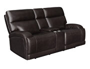 Power loveseat upholstered in dark brown top grain leather by Coaster additional picture 10