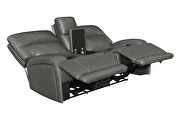 Power motion sofa upholstered in charcoal top grain leather by Coaster additional picture 16