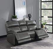 Power motion sofa upholstered in charcoal top grain leather by Coaster additional picture 20