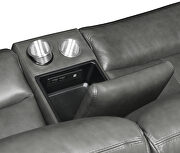 Power motion sofa upholstered in charcoal top grain leather by Coaster additional picture 9