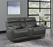 Power loveseat upholstered in charcoal top grain leather by Coaster additional picture 12