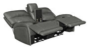 Power loveseat upholstered in charcoal top grain leather by Coaster additional picture 7