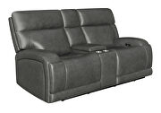 Power loveseat upholstered in charcoal top grain leather by Coaster additional picture 8