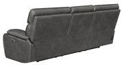 Casual charcoal leather/pvc power sofa additional photo 2 of 9