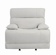 Power glider recliner in white top grain leather / pvc additional photo 4 of 9