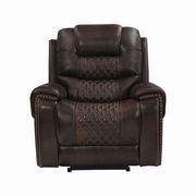 Dark brown top grain leather recliner chair by Coaster additional picture 5