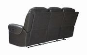 Dark charcoal gray top grain leather recliner sofa additional photo 2 of 8