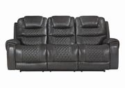 Dark charcoal gray top grain leather recliner sofa additional photo 3 of 8