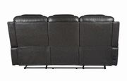 Dark charcoal gray top grain leather recliner sofa additional photo 4 of 8