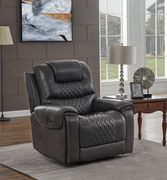 Dark charcoal gray top grain leather recliner chair by Coaster additional picture 11