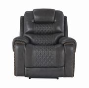 Dark charcoal gray top grain leather recliner chair by Coaster additional picture 5