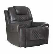 Dark charcoal gray top grain leather recliner chair by Coaster additional picture 9