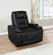 Power motion sofa upholstered in black performance-grade leatherette additional photo 5 of 12