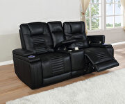 Power motion sofa upholstered in black performance-grade leatherette by Coaster additional picture 9