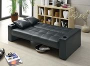 Black sofa bed with rectangular armrests additional photo 2 of 1