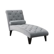 Gray microfiber chaise longer additional photo 2 of 1