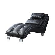 Black leather like vinyl chaise lounger by Coaster additional picture 2