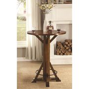 Round rustic style steel/wood bar table by Coaster additional picture 2