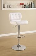Pair of white bar stools w/ adjustable height by Coaster additional picture 2