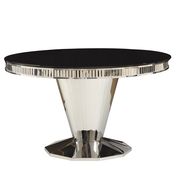 Ultra-glam round dining table w/ black glass top by Coaster additional picture 4