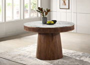 Round marble top solid base dining table white and natural by Coaster additional picture 5