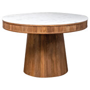 Round marble top solid base dining table white and natural by Coaster additional picture 6