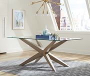 Glass top / gray oak contemporary dining table by Coaster additional picture 3