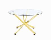 Modern golden brass dining table w/ glass top by Coaster additional picture 3