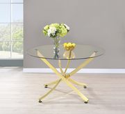 Modern golden brass dining table w/ glass top additional photo 4 of 5