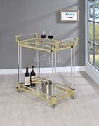Modern golden brass dining table w/ glass top by Coaster additional picture 5
