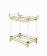 Modern golden brass dining table w/ glass top by Coaster additional picture 6