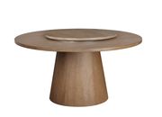 Round cocoa wood dining table w/ optional lazy susan by Coaster additional picture 2