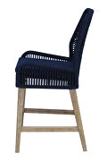 Dark blue rope & fabric upholstered counter height chair by Coaster additional picture 2