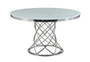 Thick tempered, white frosted glass dining table by Coaster additional picture 2