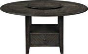 Dark cocoa finish round dining table with removable lazy susan by Coaster additional picture 2