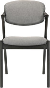 Brown gray fabric upholstery side chairs (set of 2) with demi arm additional photo 2 of 3