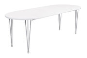 Matte white finish top oval dining table with chrome hairpin legs by Coaster additional picture 2