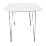 Matte white finish top oval dining table with chrome hairpin legs by Coaster additional picture 4